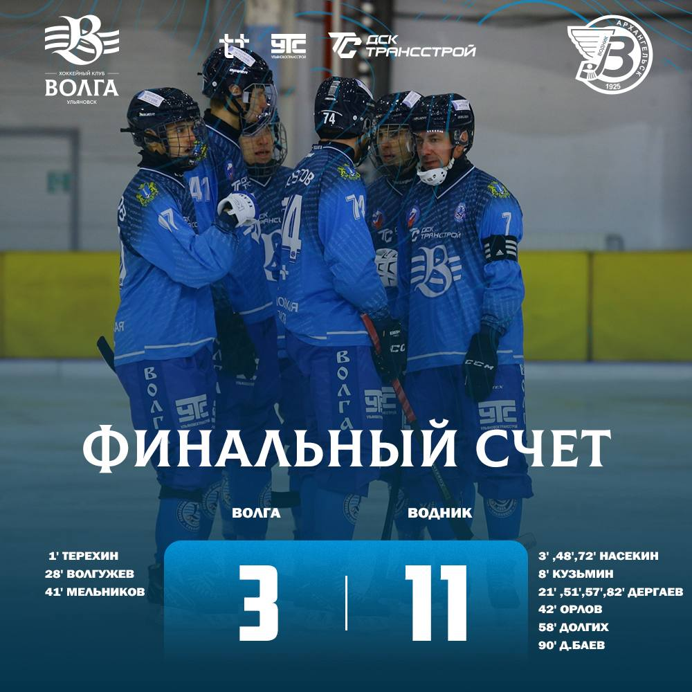 «Волга» уступила «Воднику» в матче чемпионата России по хоккею с мячом в Ульяновске