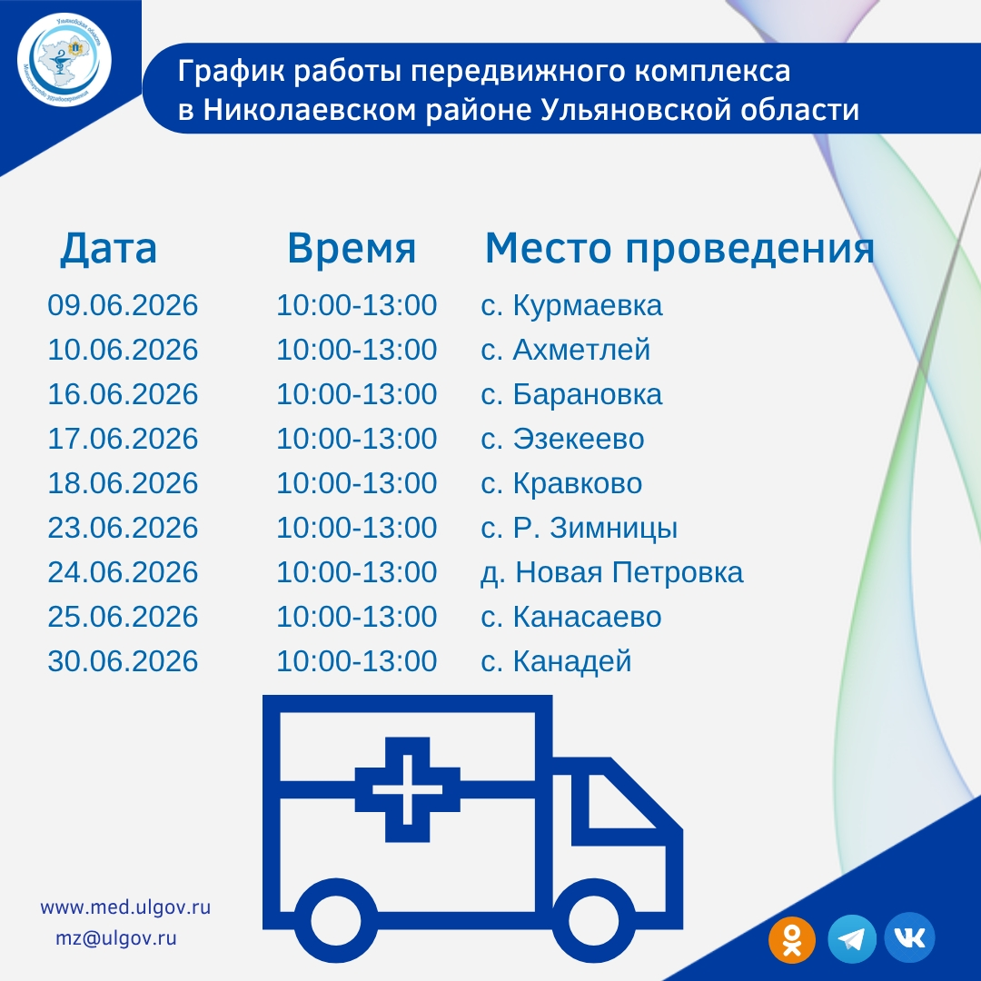 В июне Ульяновскую область посетят передвижные медпункты